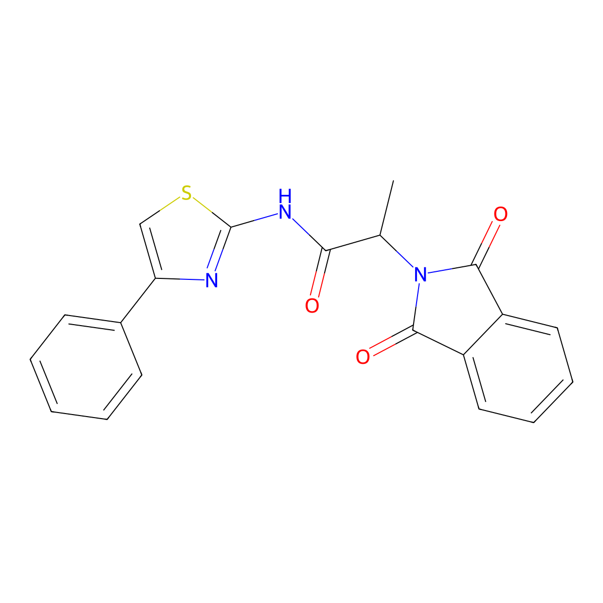 2-(1,3-dioxo-1,3-dihydro-2H-isoindol-2-yl)-N-[(2Z)-4-phenyl-1,3-thiazol-2(3H)-ylidene]propanamide molecular structure, CAS 199282-01-4