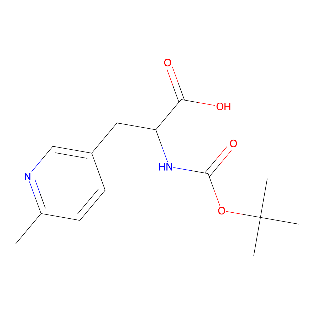 (2S)-2-(tert-butoxycarbonylamino)-3-(6-methyl-3-pyridyl)propanoic acid molecular structure, CAS 1992820-29-7