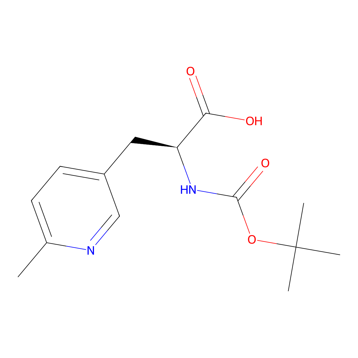 (2S)-2-(tert-butoxycarbonylamino)-3-(6-methyl-3-pyridyl)propanoic acid molecular structure, CAS 1992820-29-7