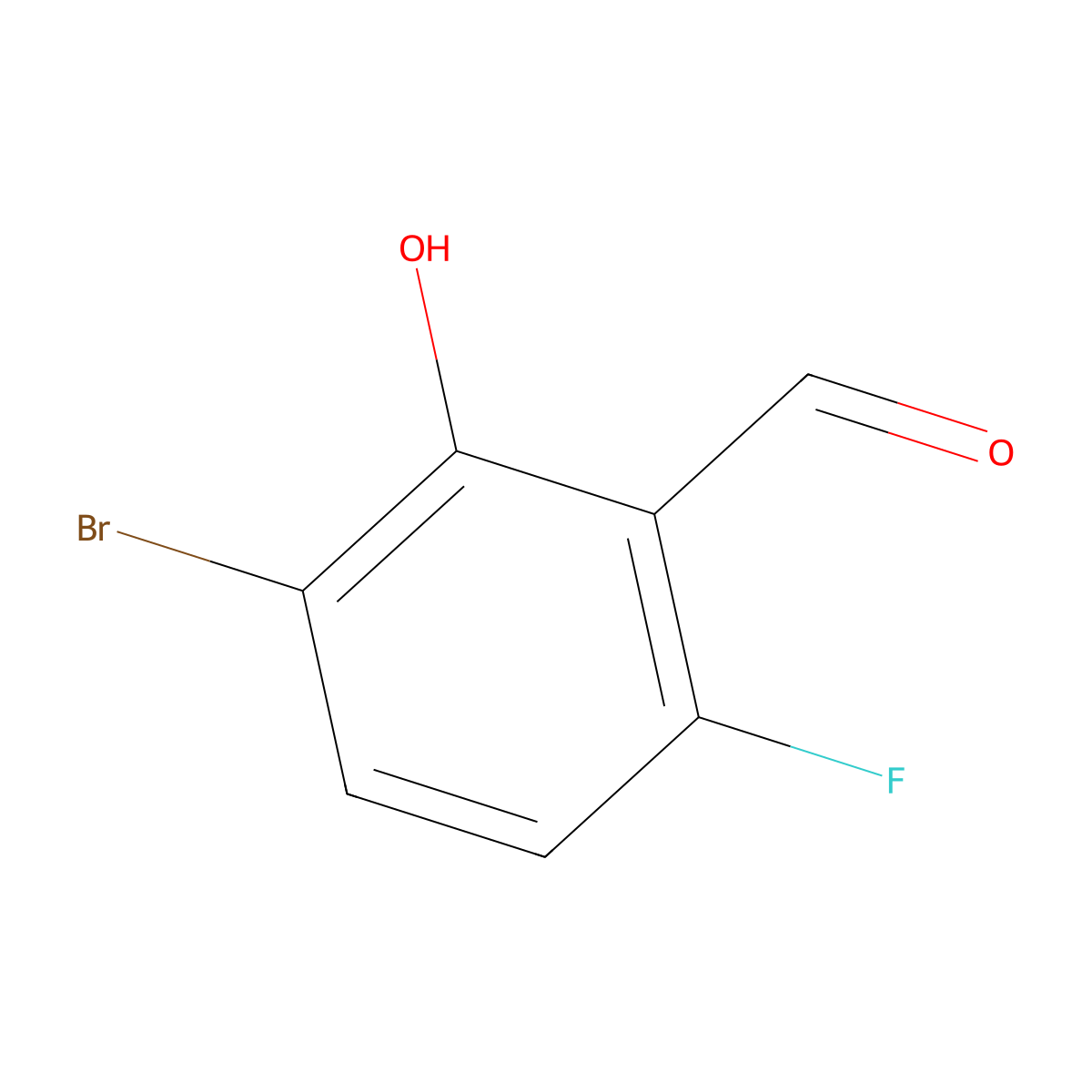 3-Bromo-6-fluoro-2-hydroxybenzaldehyde molecular structure, CAS 199287-82-6