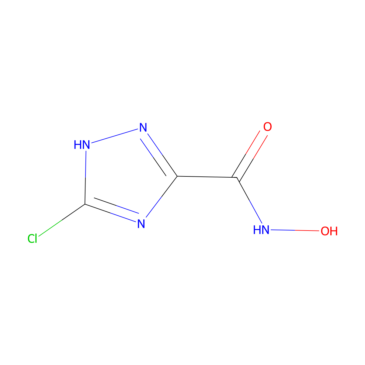 3-chloro-N-hydroxy-1H-1,2,4-triazole-5-carboxamide molecular structure, CAS 199292-14-3
