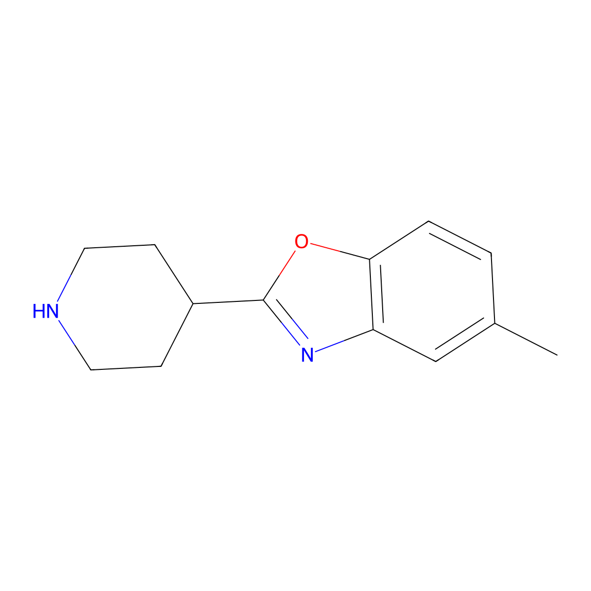 5-Methyl-2-piperidin-4-yl-1,3-benzoxazole molecular structure, CAS 199292-77-8