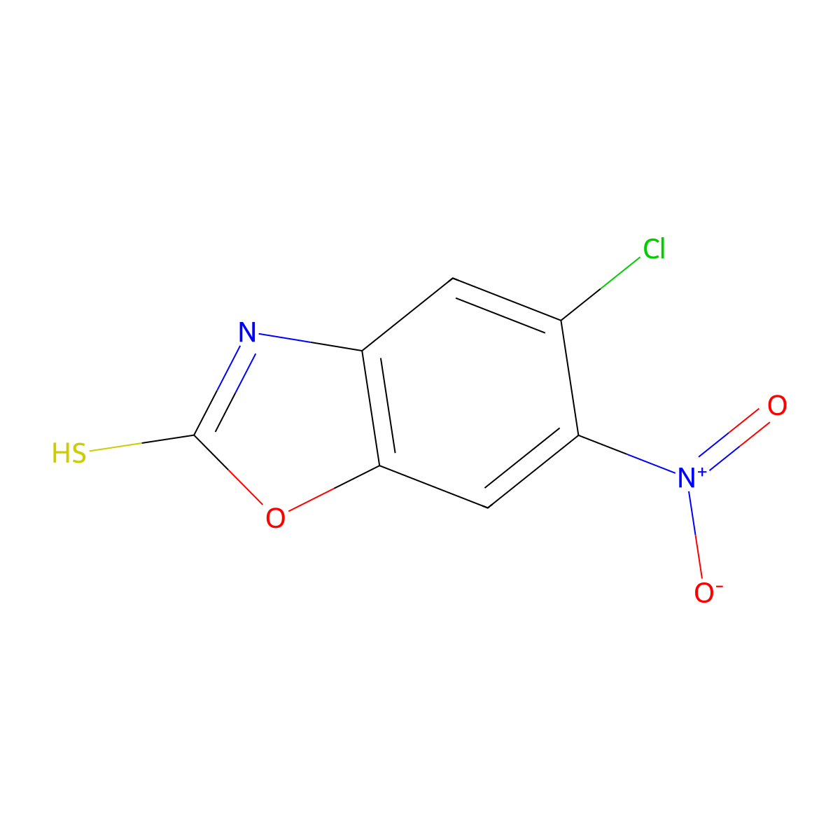 5-Chloro-6-nitro-1,3-benzoxazole-2-thiol molecular structure, CAS 199293-10-2