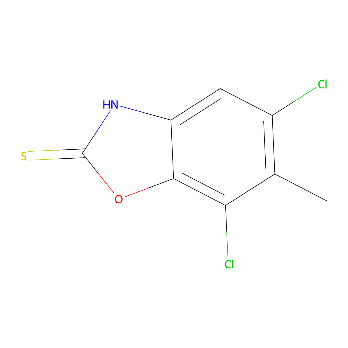 5,7-Dichloro-6-methyl-1,3-benzoxazole-2-thiol molecular structure, CAS 199293-12-4