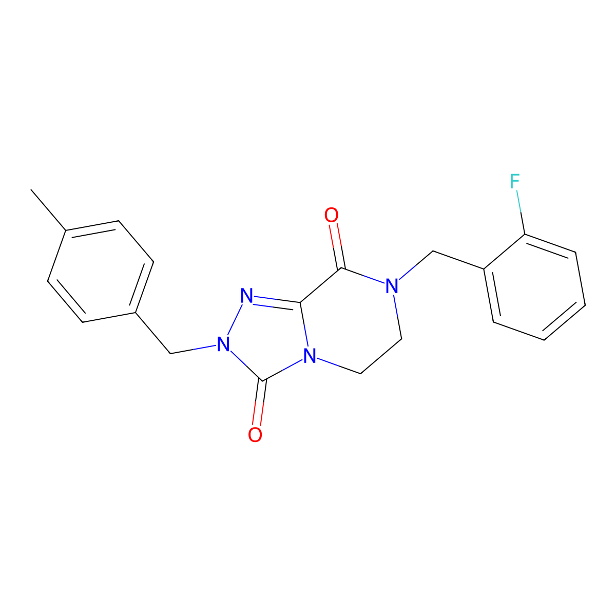 7-(2-fluorobenzyl)-2-(4-methylbenzyl)-6,7-dihydro[1,2,4]triazolo[4,3-a]pyrazine-3,8(2H,5H)-dione molecular structure, CAS 1992930-57-0