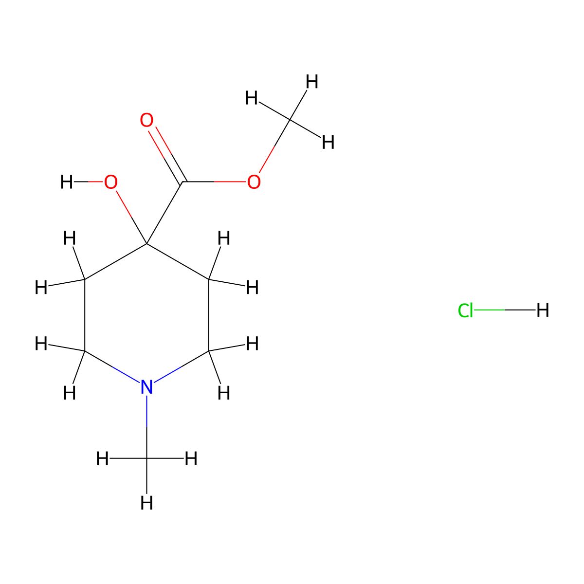 Methyl 4-hydroxy-1-methylpiperidine-4-carboxylate hydrochloride molecular structure, CAS 1992939-83-9