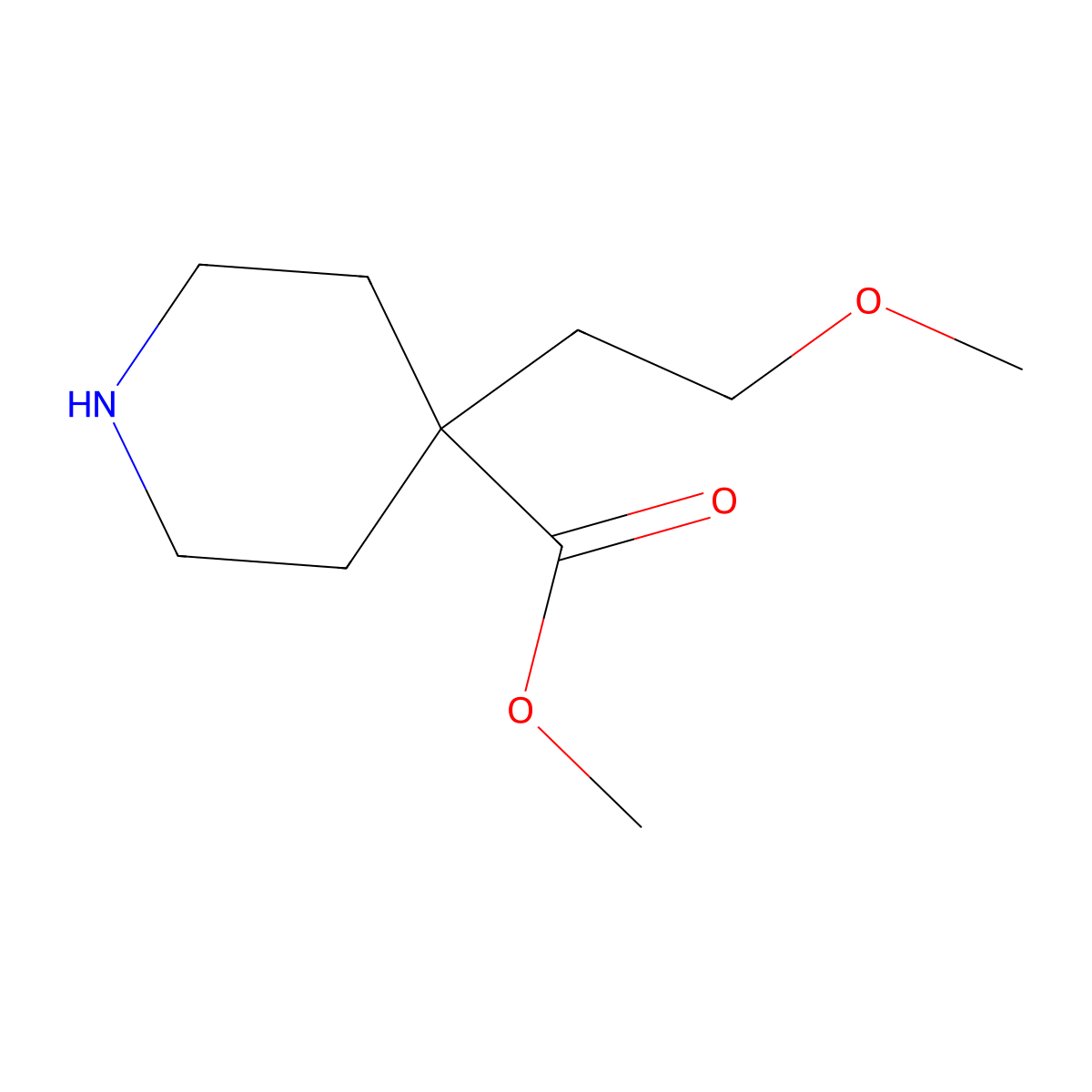 Methyl 4-(2-methoxyethyl)piperidine-4-carboxylate molecular structure, CAS 1992953-90-8