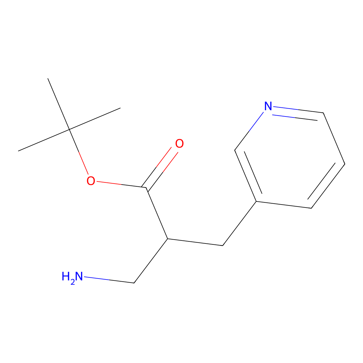 Tert-butyl 3-amino-2-[(pyridin-3-yl)methyl]propanoate molecular structure, CAS 1992954-10-5