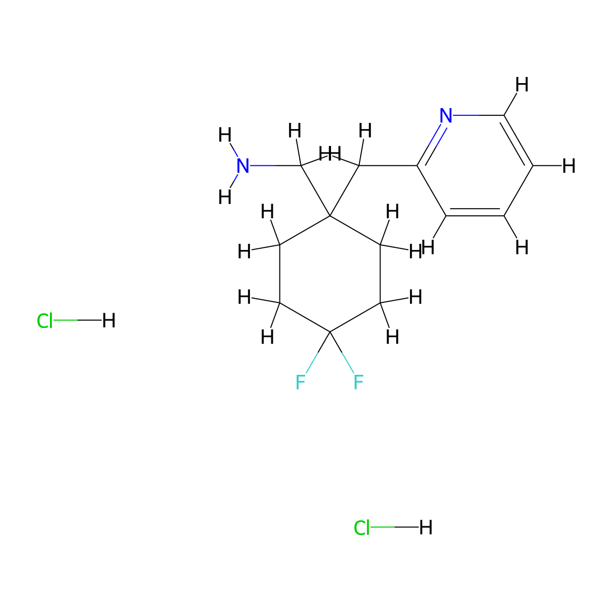 [4,4-Difluoro-1-(pyridin-2-ylmethyl)cyclohexyl]methanamine dihydrochloride molecular structure, CAS 1992956-97-4