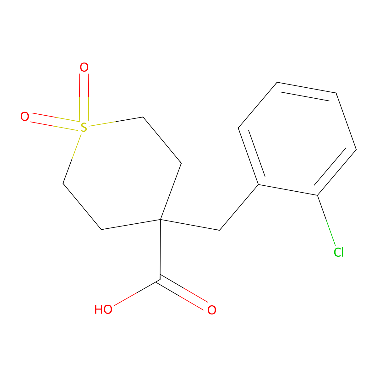 4-(2-Chlorobenzyl)tetrahydro-2H-thiopyran-4-carboxylic acid 1,1-dioxide molecular structure, CAS 1992957-06-8