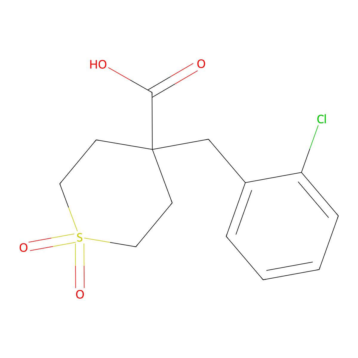 4-(2-Chlorobenzyl)tetrahydro-2H-thiopyran-4-carboxylic acid 1,1-dioxide molecular structure, CAS 1992957-06-8