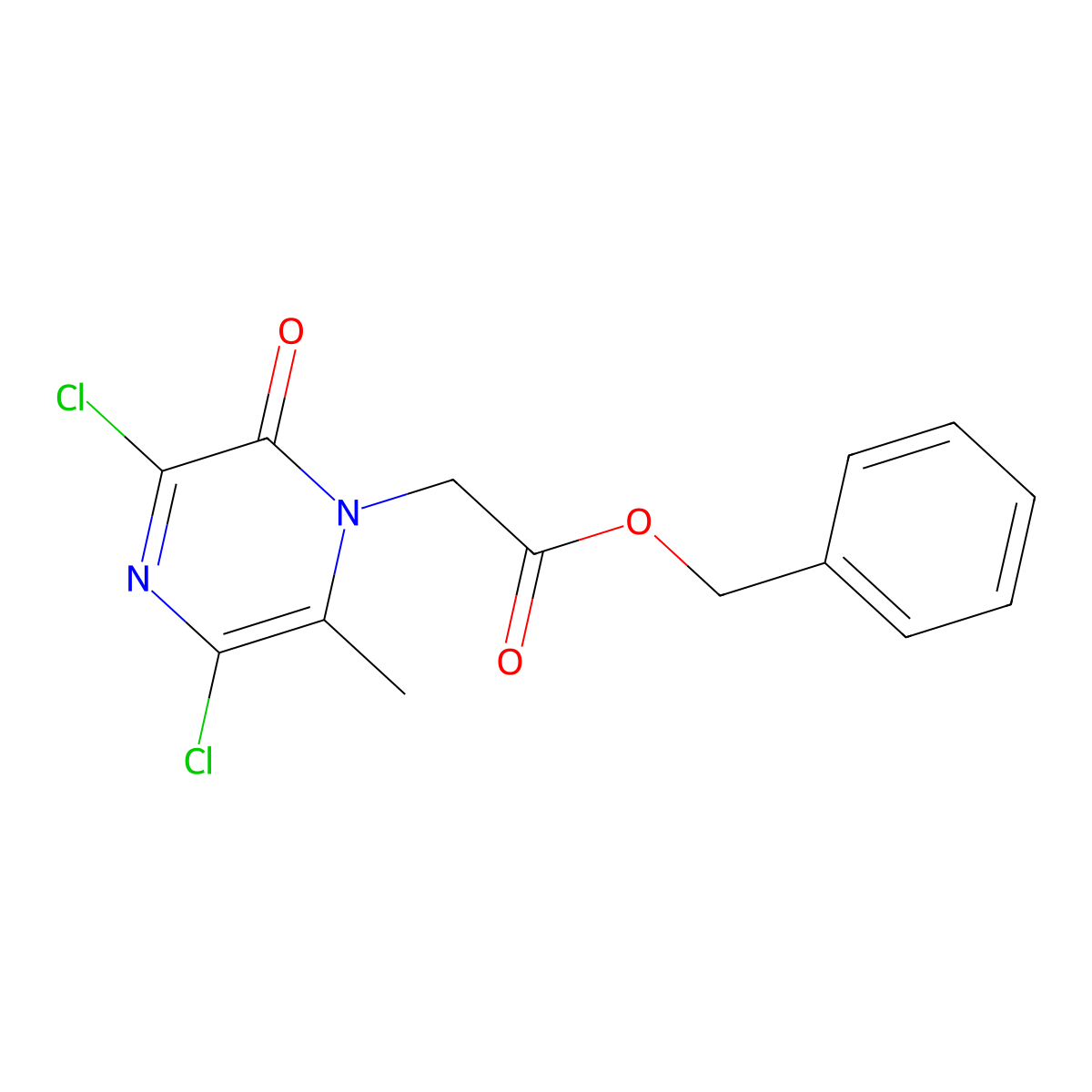 Benzyl 2-[3,5-dichloro-2-methyl-6-oxo-1(6H)-pyrazinyl]acetate molecular structure, CAS 199296-26-9