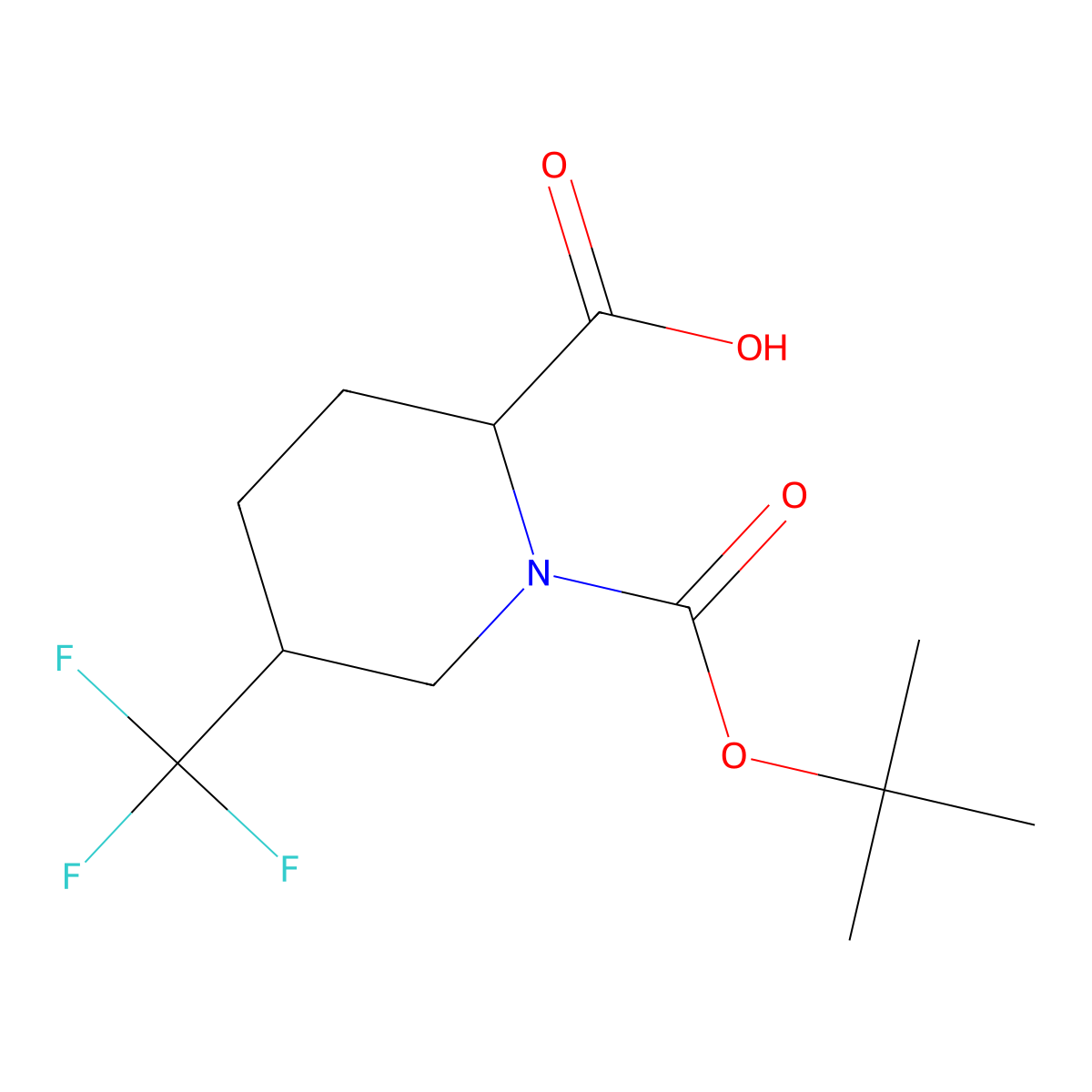rac-(2R,5R)-1-[(tert-butoxy)carbonyl]-5-(trifluoromethyl)piperidine-2-carboxylic acid molecular structure, CAS 1992960-53-8