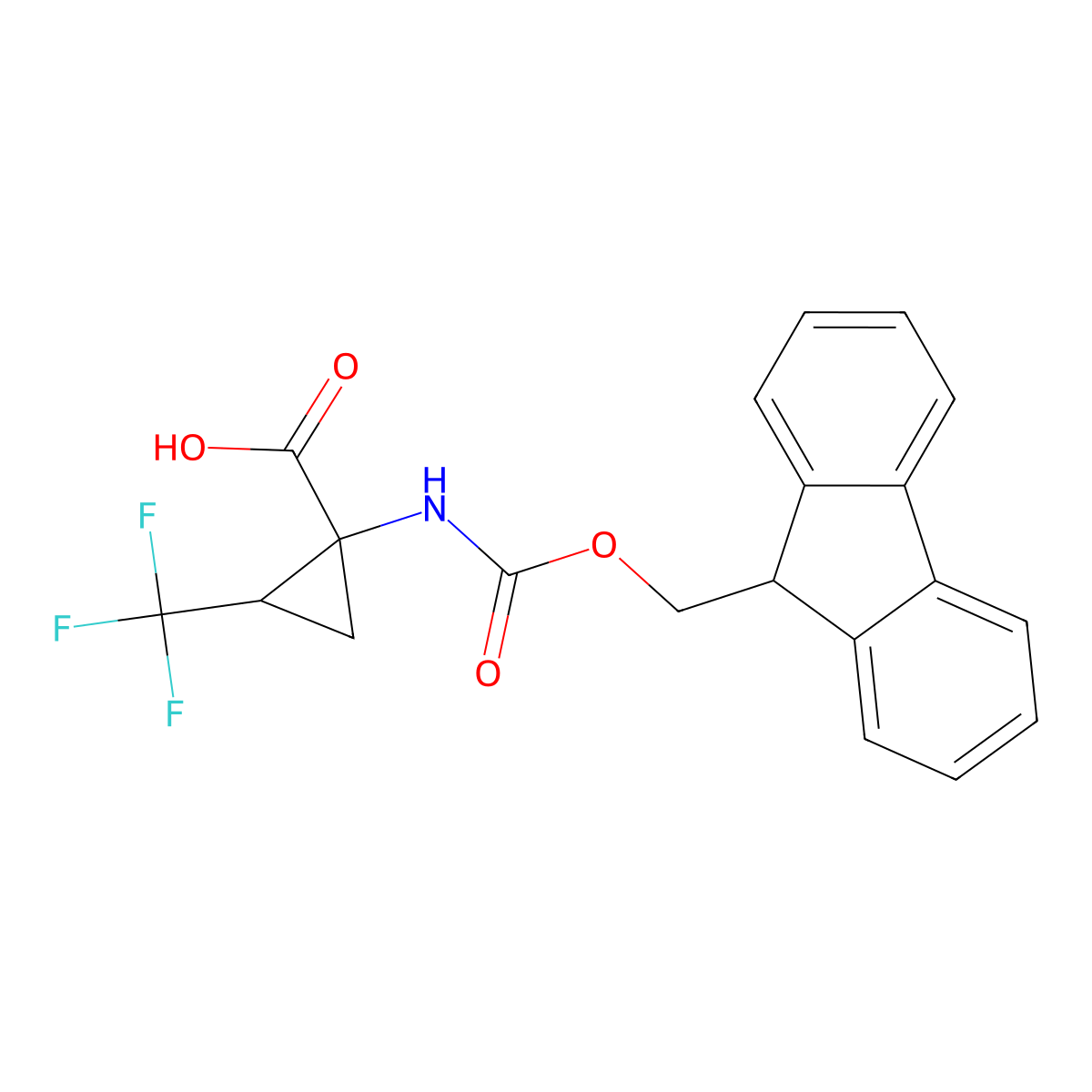 rac-(1R,2R)-1-({[(9H-fluoren-9-yl)methoxy]carbonyl}amino)-2-(trifluoromethyl)cyclopropane-1-carboxylicacid molecular structure, CAS 1992961-54-2