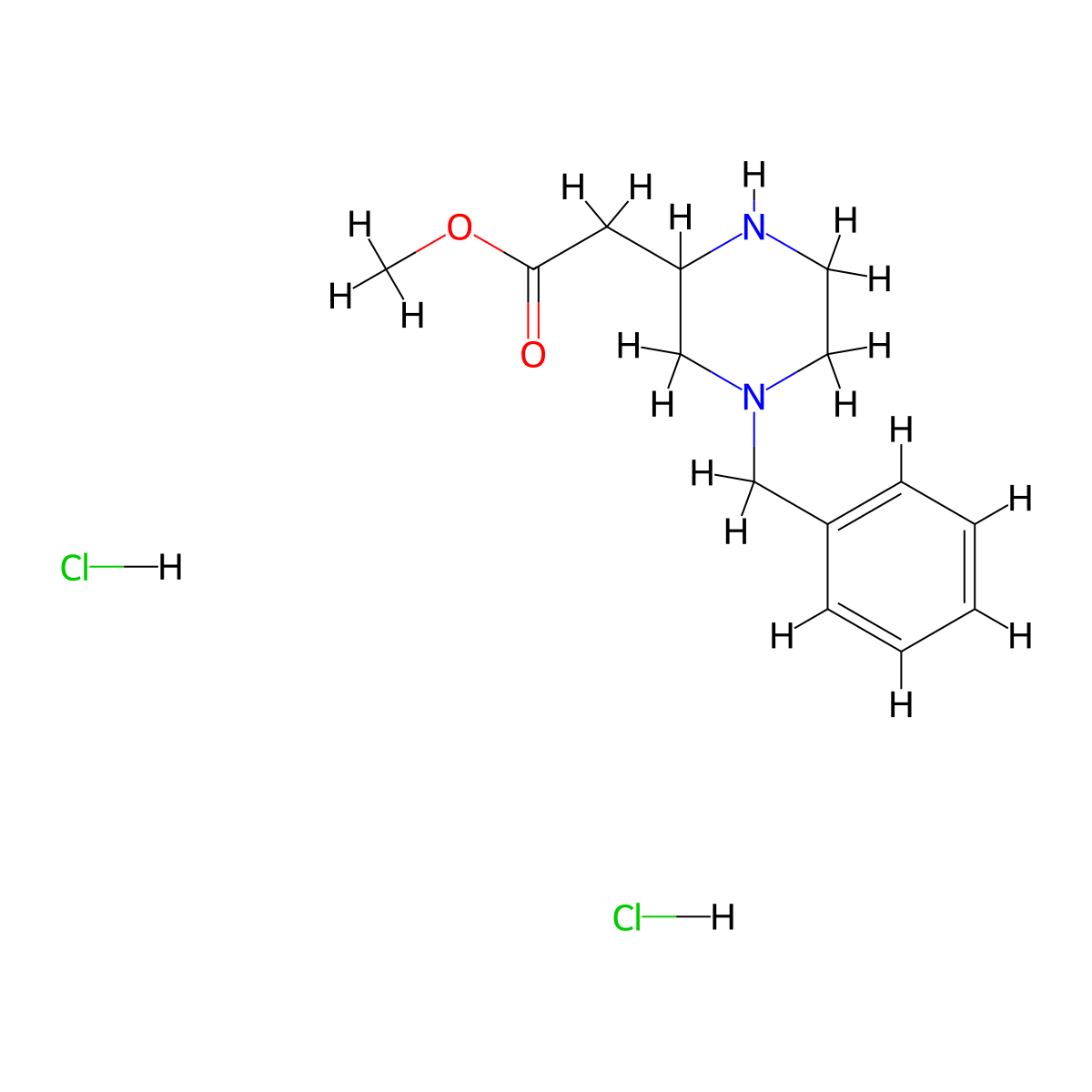 Methyl 2-(4-benzylpiperazin-2-yl)acetate dihydrochloride molecular structure, CAS 1992963-33-3