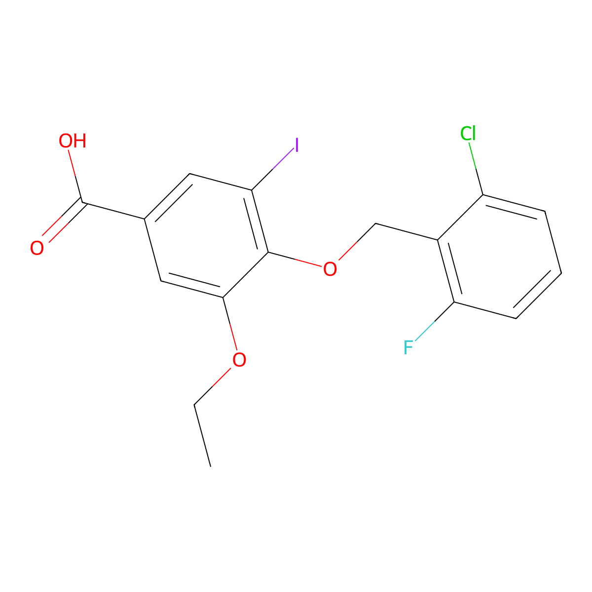 4-[(2-Chloro-6-fluorobenzyl)oxy]-3-ethoxy-5-iodobenzoic acid molecular structure, CAS 1992975-96-8