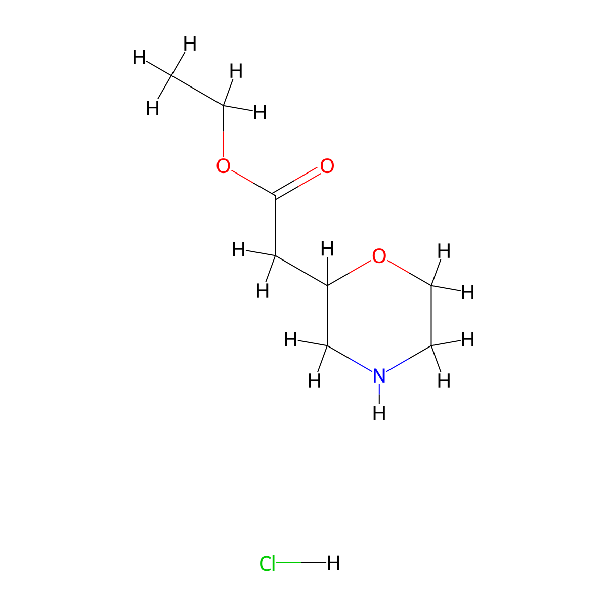 Ethyl 2-(morpholin-2-yl)acetate hydrochloride molecular structure, CAS 1992985-32-6