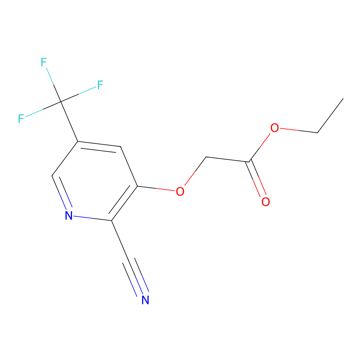 Ethyl {[2-cyano-5-(trifluoromethyl)-pyridin-3-yl]oxy}acetate molecular structure, CAS 1992985-72-4