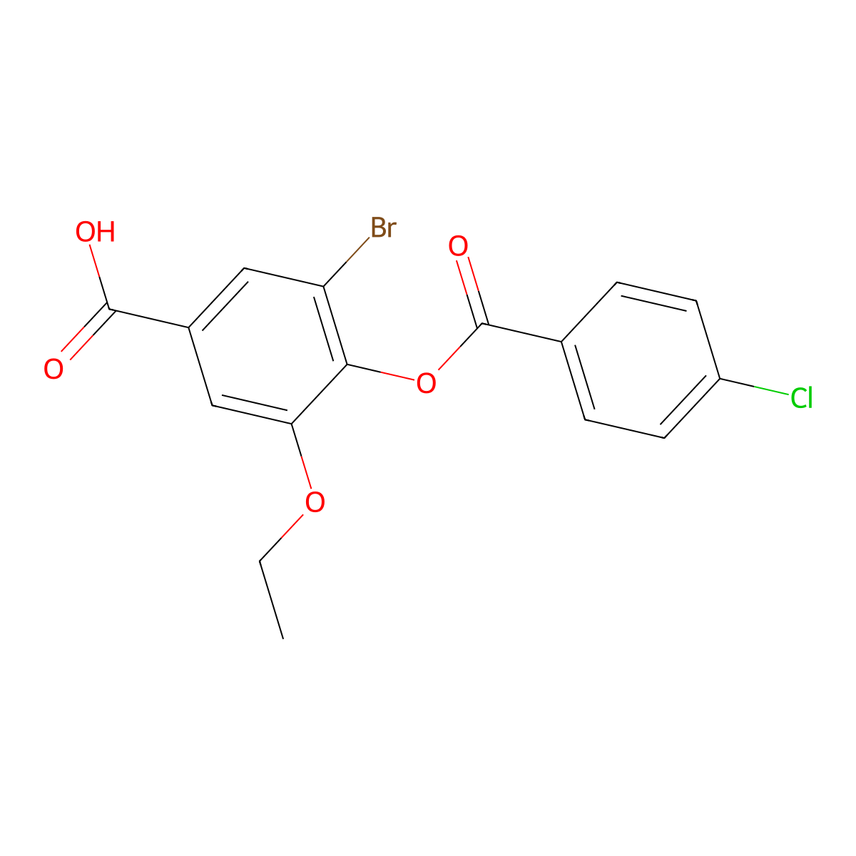 3-Bromo-4-{[(4-chlorophenyl)carbonyl]oxy}-5-ethoxybenzoic acid molecular structure, CAS 1992986-62-5