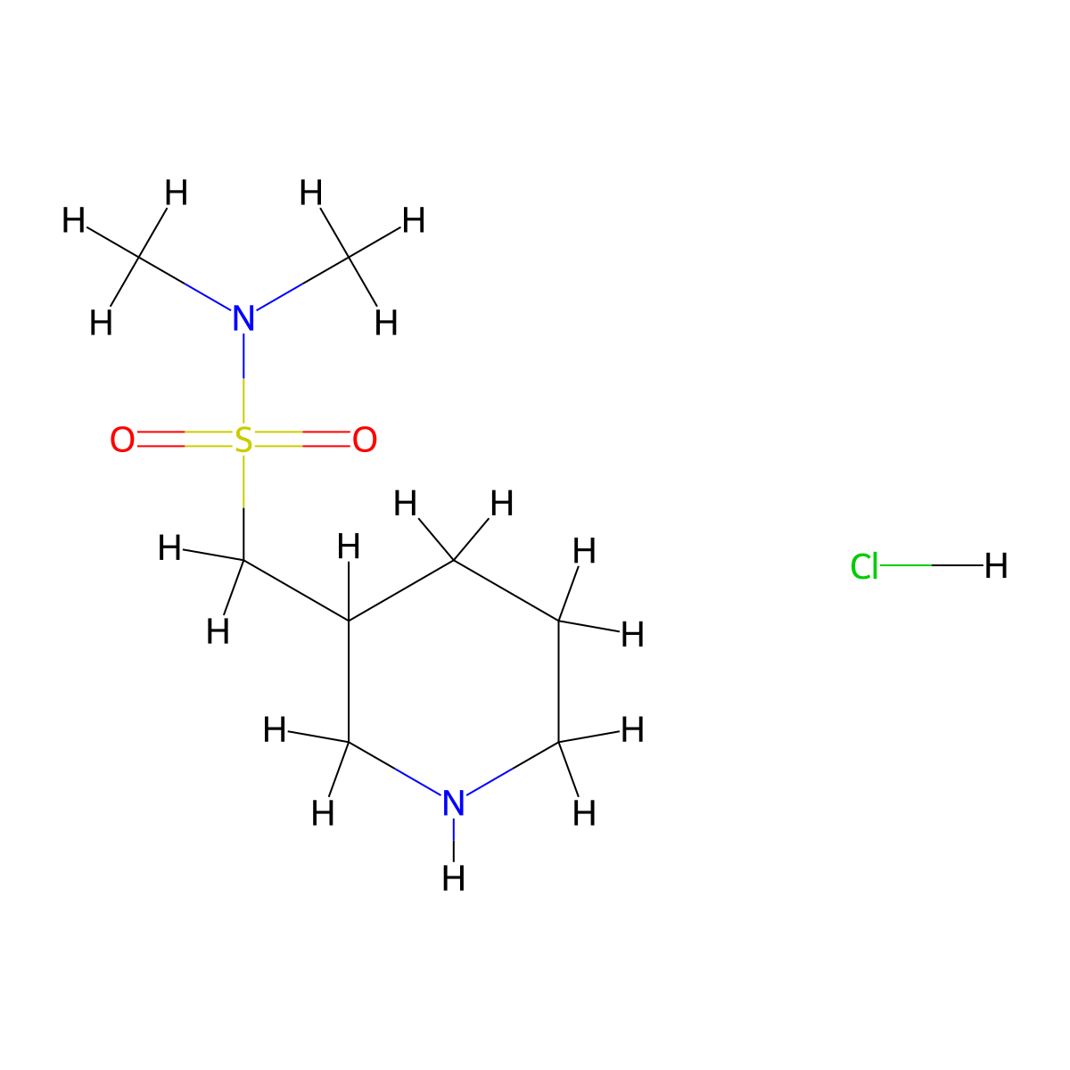 N,N-Dimethyl-1-piperidin-3-ylmethanesulfonamide hydrochloride molecular structure, CAS 1992995-46-6
