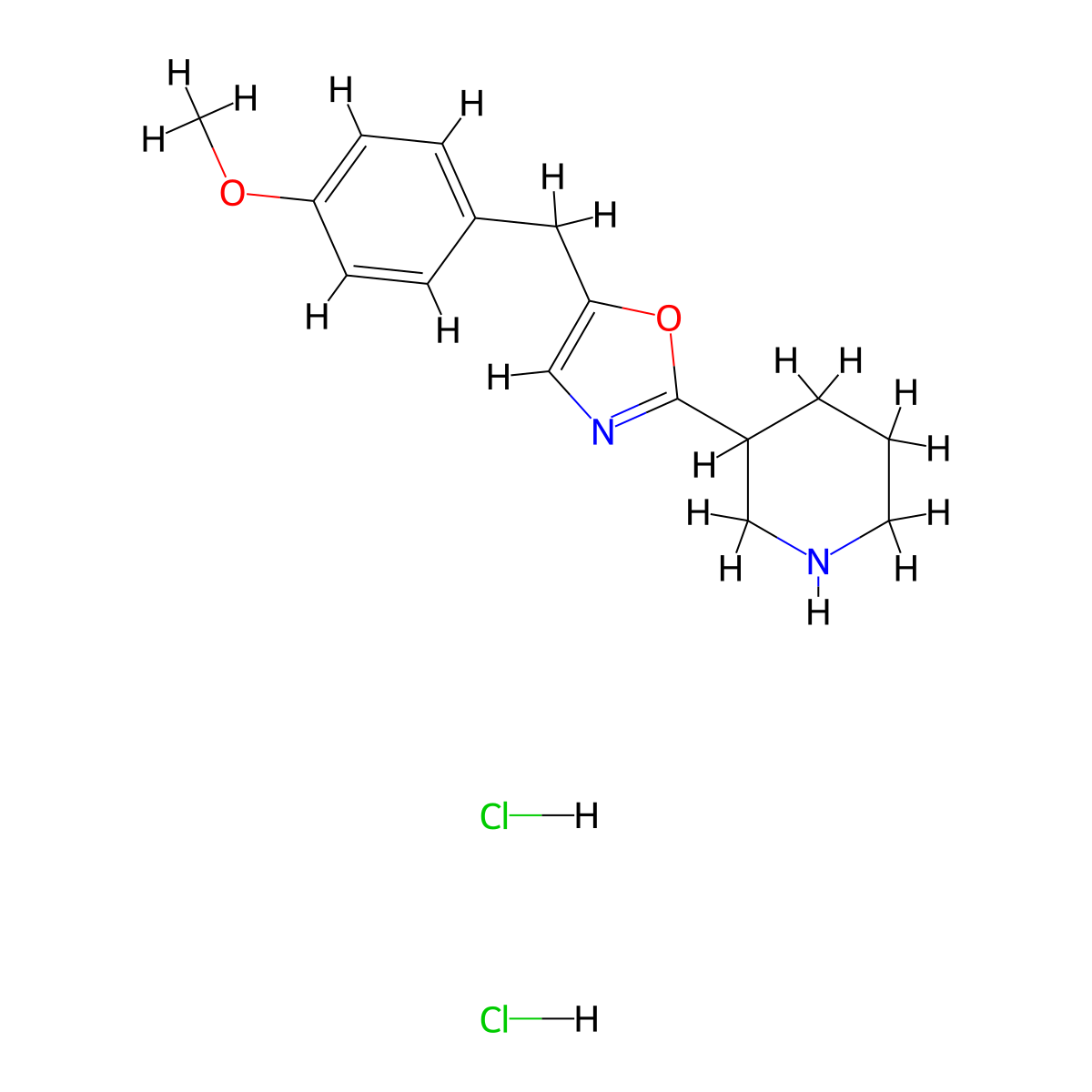 3-[5-(4-Methoxybenzyl)-1,3-oxazol-2-yl]piperidine dihydrochloride molecular structure, CAS 1992995-69-3