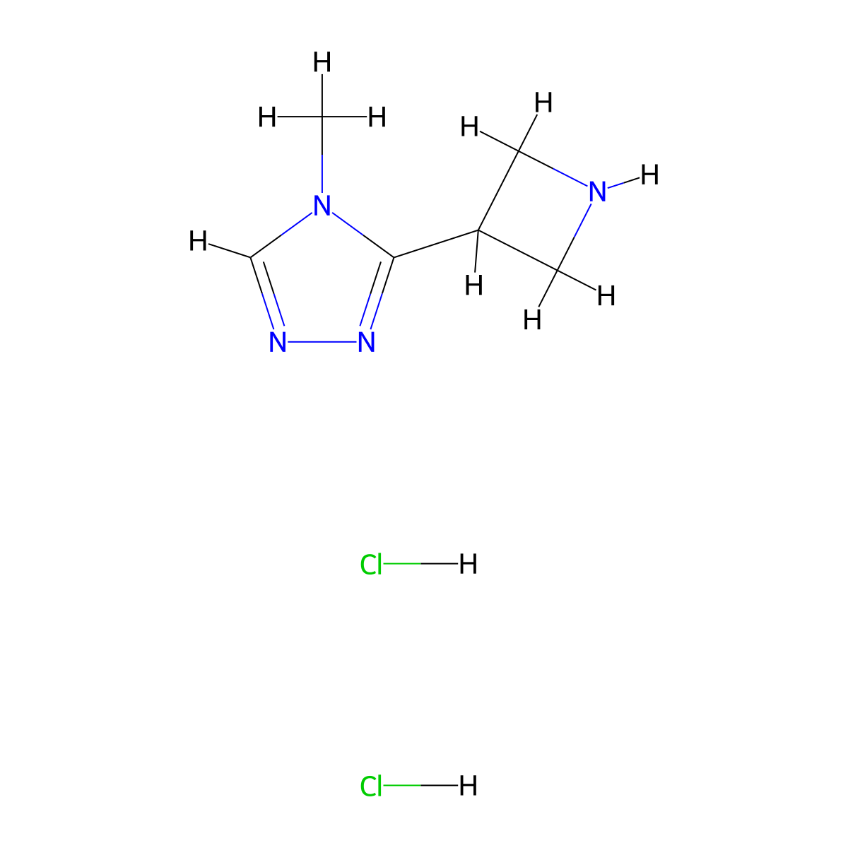 3-Azetidin-3-yl-4-methyl-4H-1,2,4-triazole dihydrochloride; 95% molecular structure, CAS 1992996-05-0