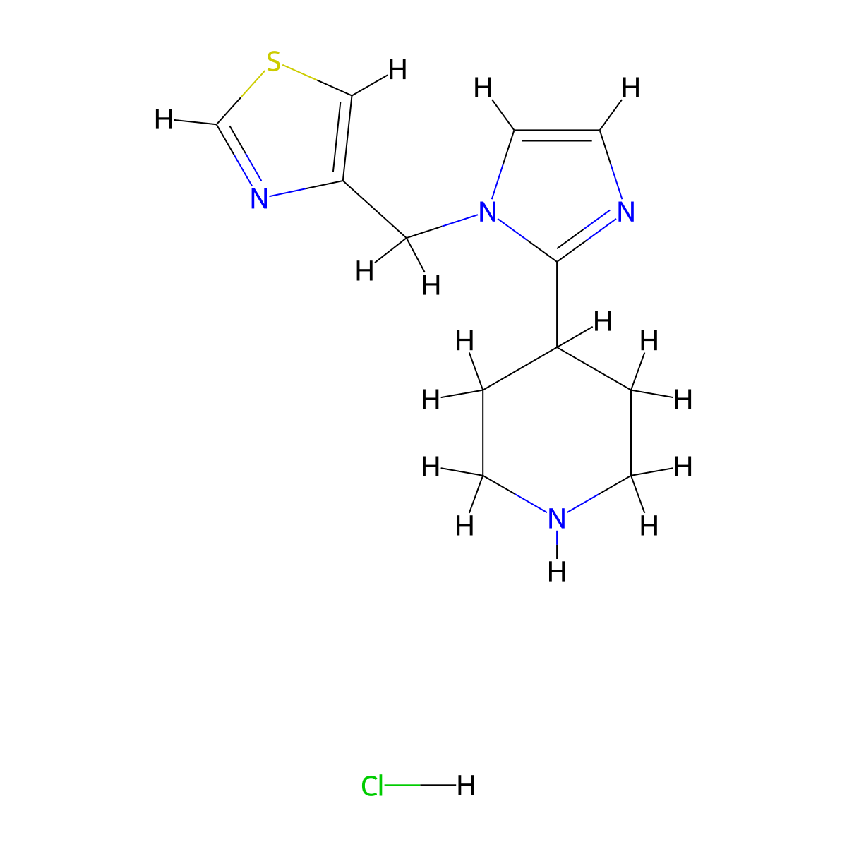 4-[1-(1,3-thiazol-4-ylmethyl)-1H-imidazol-2-yl]piperidine hydrochloride molecular structure, CAS 1992996-50-5