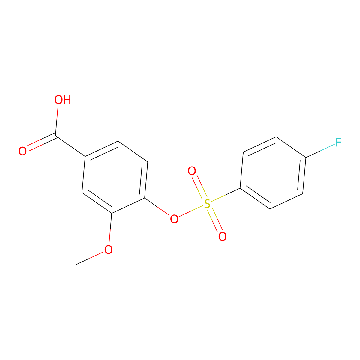 4-{[(4-Fluorophenyl)sulfonyl]oxy}-3-methoxybenzoic acid molecular structure, CAS 1992996-53-8