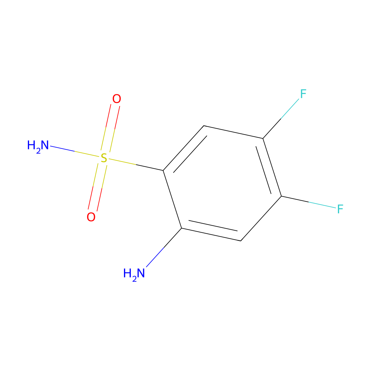 2-Amino-4,5-difluorobenzene-1-sulfonamide molecular structure, CAS 1993-10-8