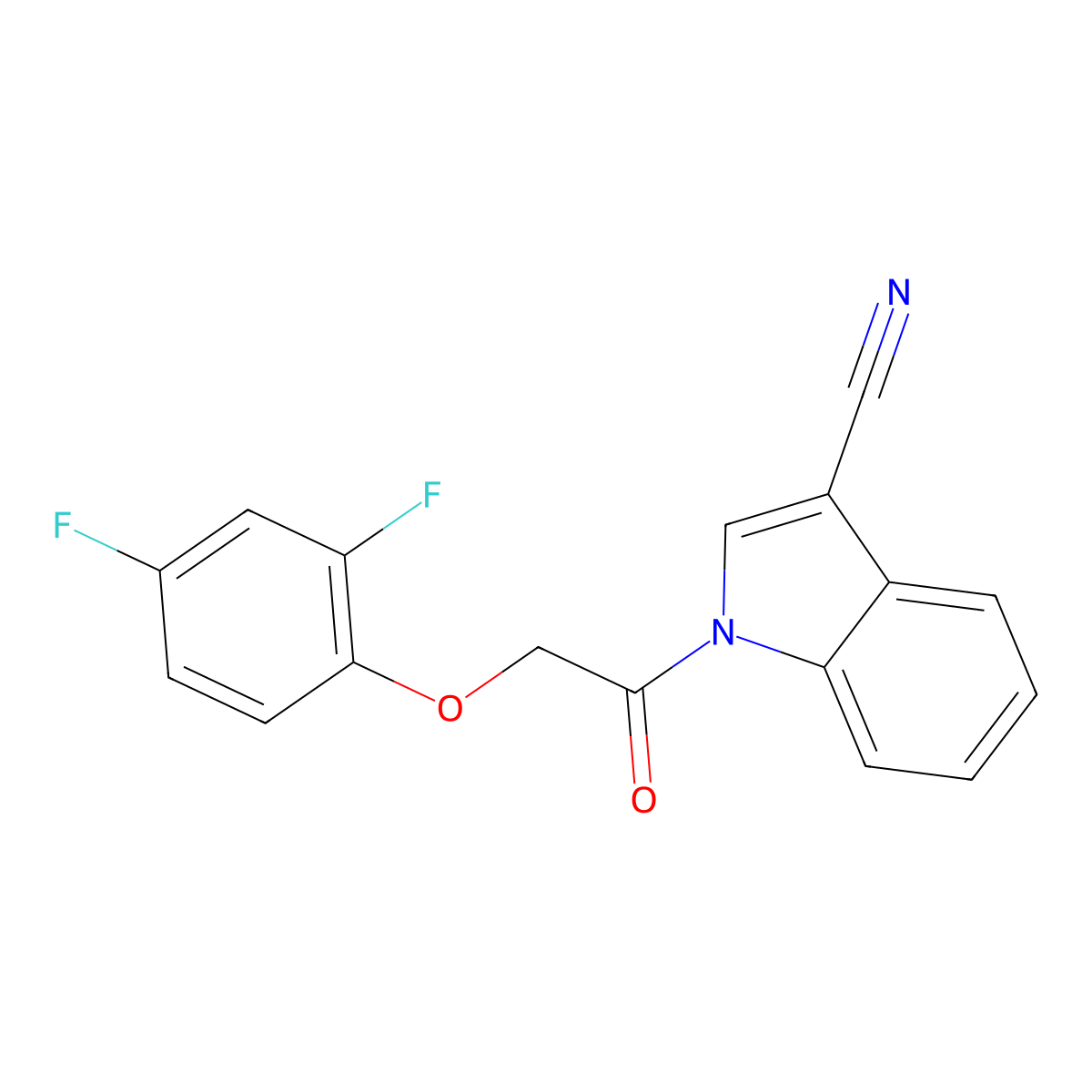 1-[(2,4-difluorophenoxy)acetyl]-1H-indole-3-carbonitrile molecular structure, CAS 1993014-69-9