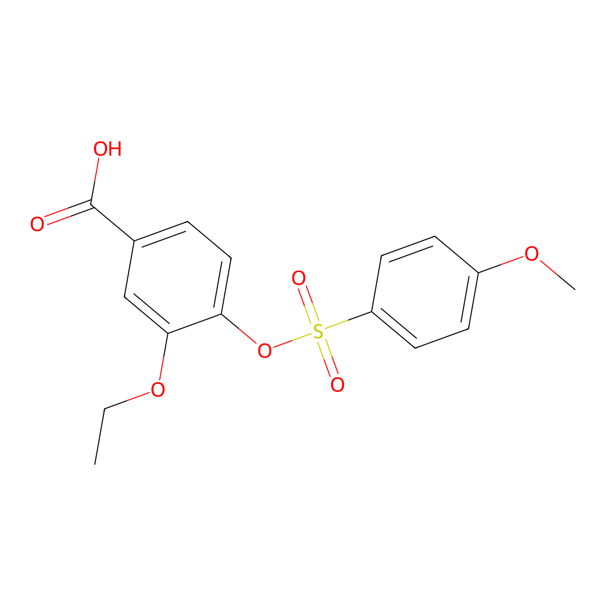 3-Ethoxy-4-{[(4-methoxyphenyl)sulfonyl]oxy}benzoic acid molecular structure, CAS 1993014-82-6
