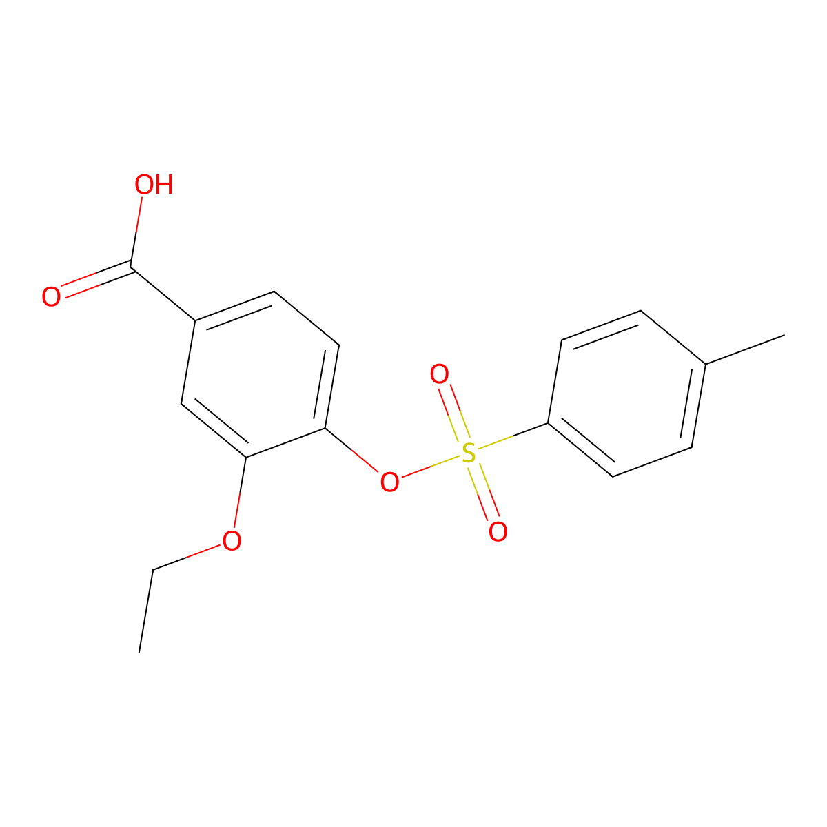 3-Ethoxy-4-{[(4-methylphenyl)sulfonyl]oxy}benzoic acid molecular structure, CAS 1993016-94-6