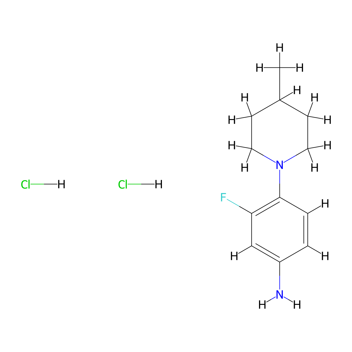 [3-Fluoro-4-(4-methylpiperidin-1-yl)phenyl]amine dihydrochloride molecular structure, CAS 1993053-21-6
