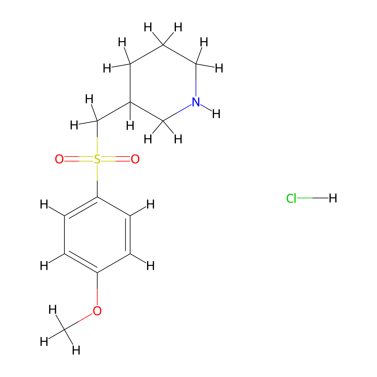 3-{[(4-Methoxyphenyl)sulfonyl]methyl}piperidine hydrochloride molecular structure, CAS 1993054-17-3