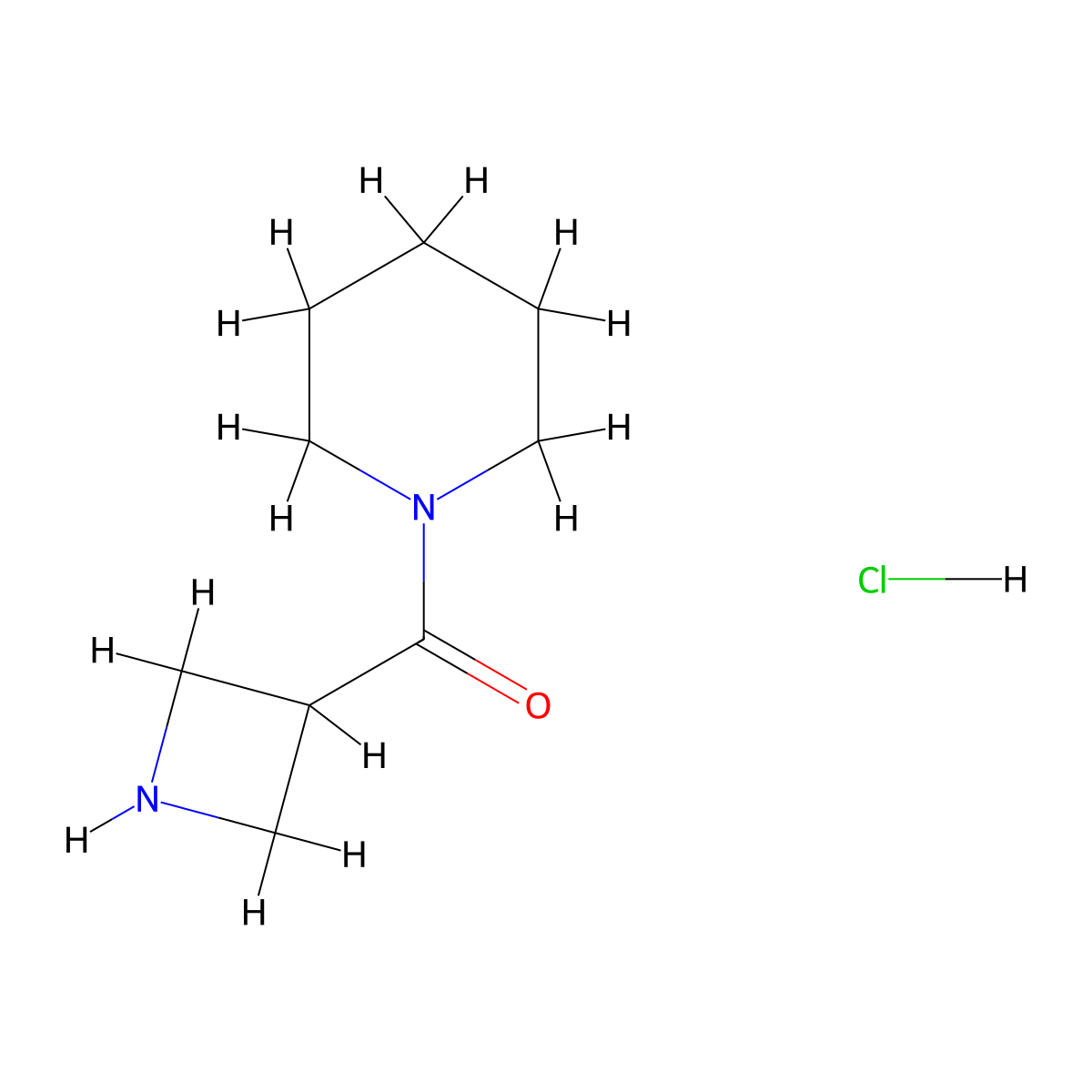 1-(Azetidin-3-ylcarbonyl)piperidine hydrochloride molecular structure, CAS 1993054-90-2