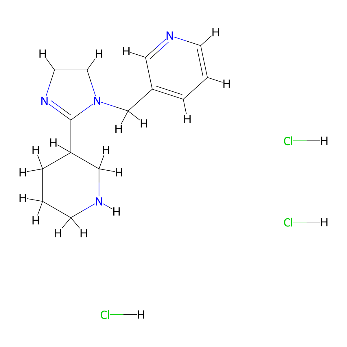 3-[(2-piperidin-3-yl-1H-imidazol-1-yl)methyl]pyridine trihydrochloride molecular structure, CAS 1993054-97-9