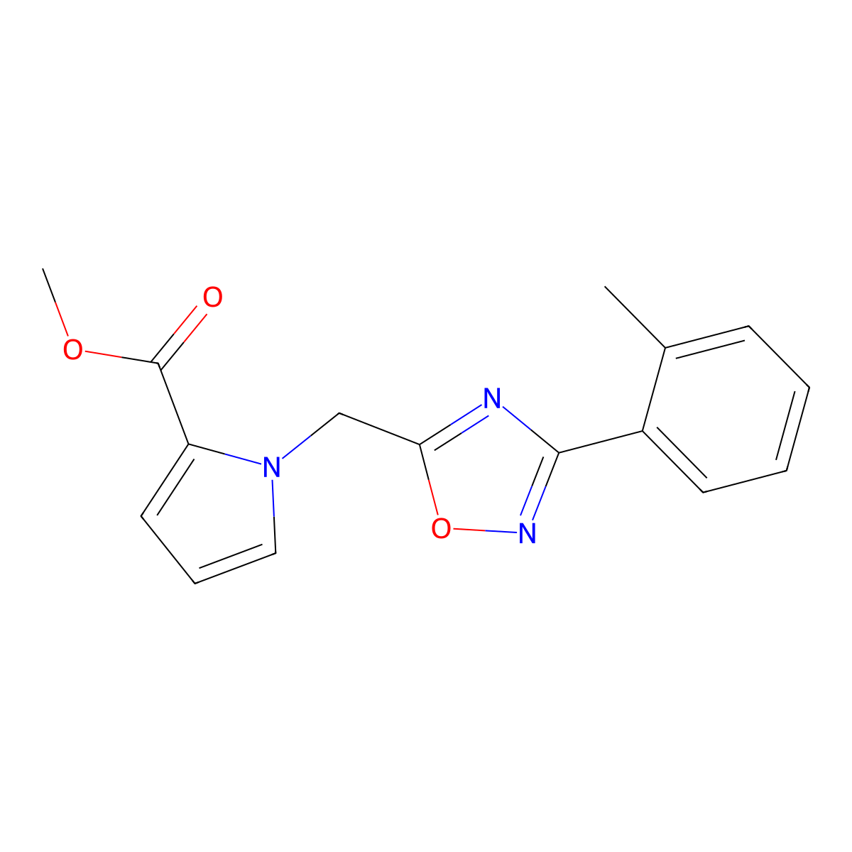 methyl 1-{[3-(2-methylphenyl)-1,2,4-oxadiazol-5-yl]methyl}-1H-pyrrole-2-carboxylate molecular structure, CAS 1993057-81-0