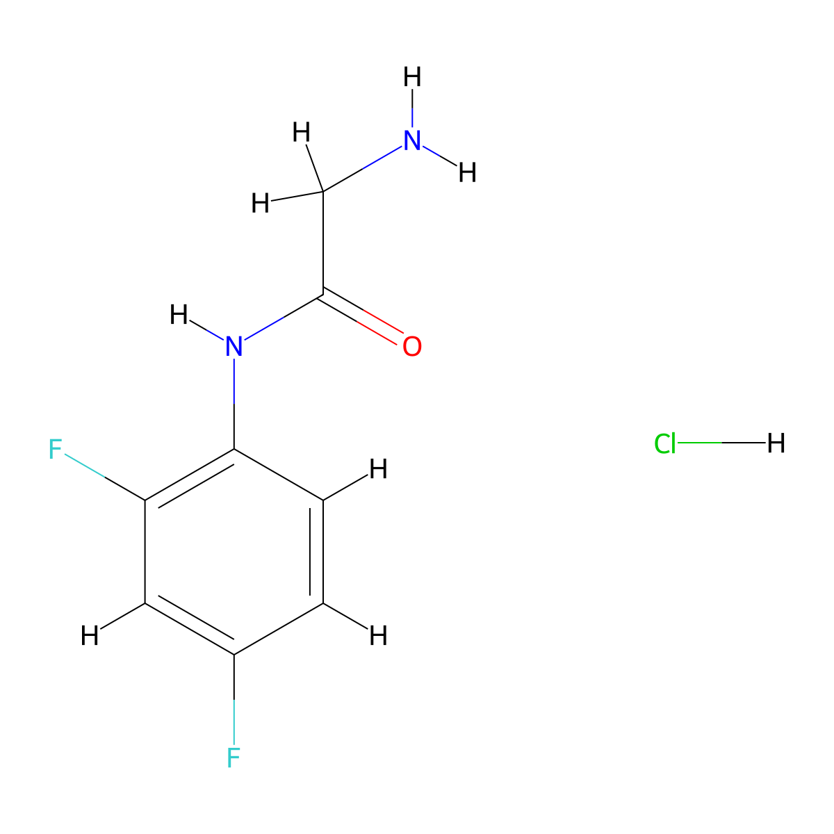 2-Amino-N-(2,4-difluorophenyl)acetamide hydrochloride molecular structure, CAS 1993057-84-3