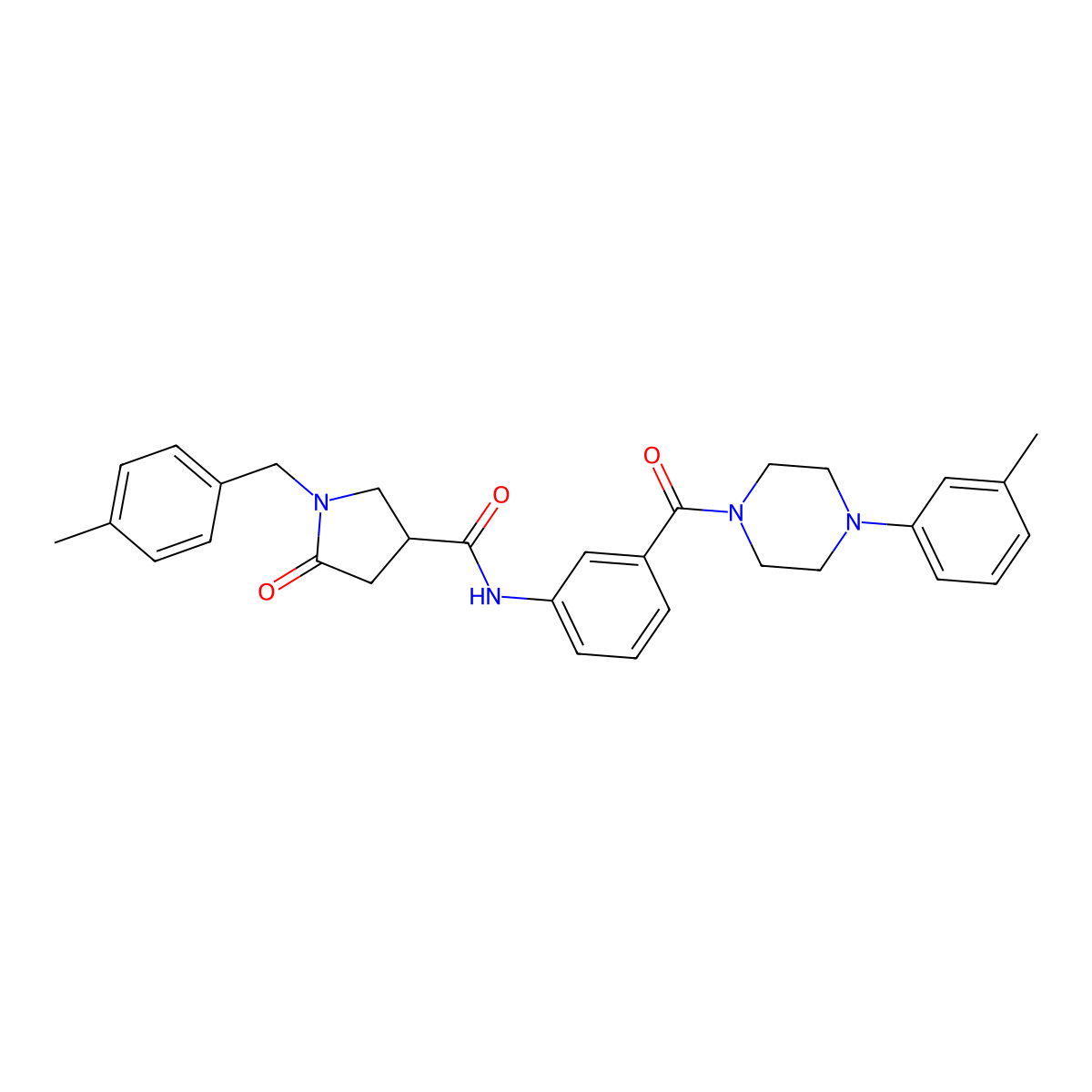 1-(4-methylbenzyl)-N-(3-{[4-(3-methylphenyl)piperazin-1-yl]carbonyl}phenyl)-5-oxopyrrolidine-3-carboxamide molecular structure, CAS 1993058-20-0