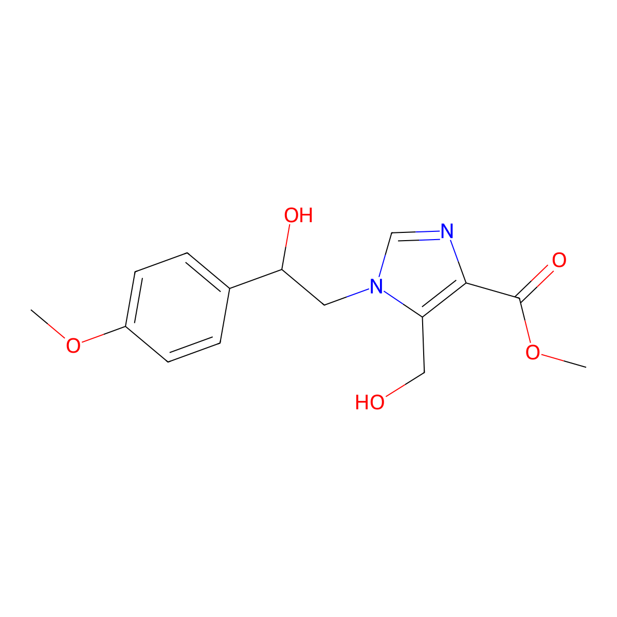 methyl 1-[2-hydroxy-2-(4-methoxyphenyl)ethyl]-5-(hydroxymethyl)-1H-imidazole-4-carboxylate molecular structure, CAS 1993058-73-3