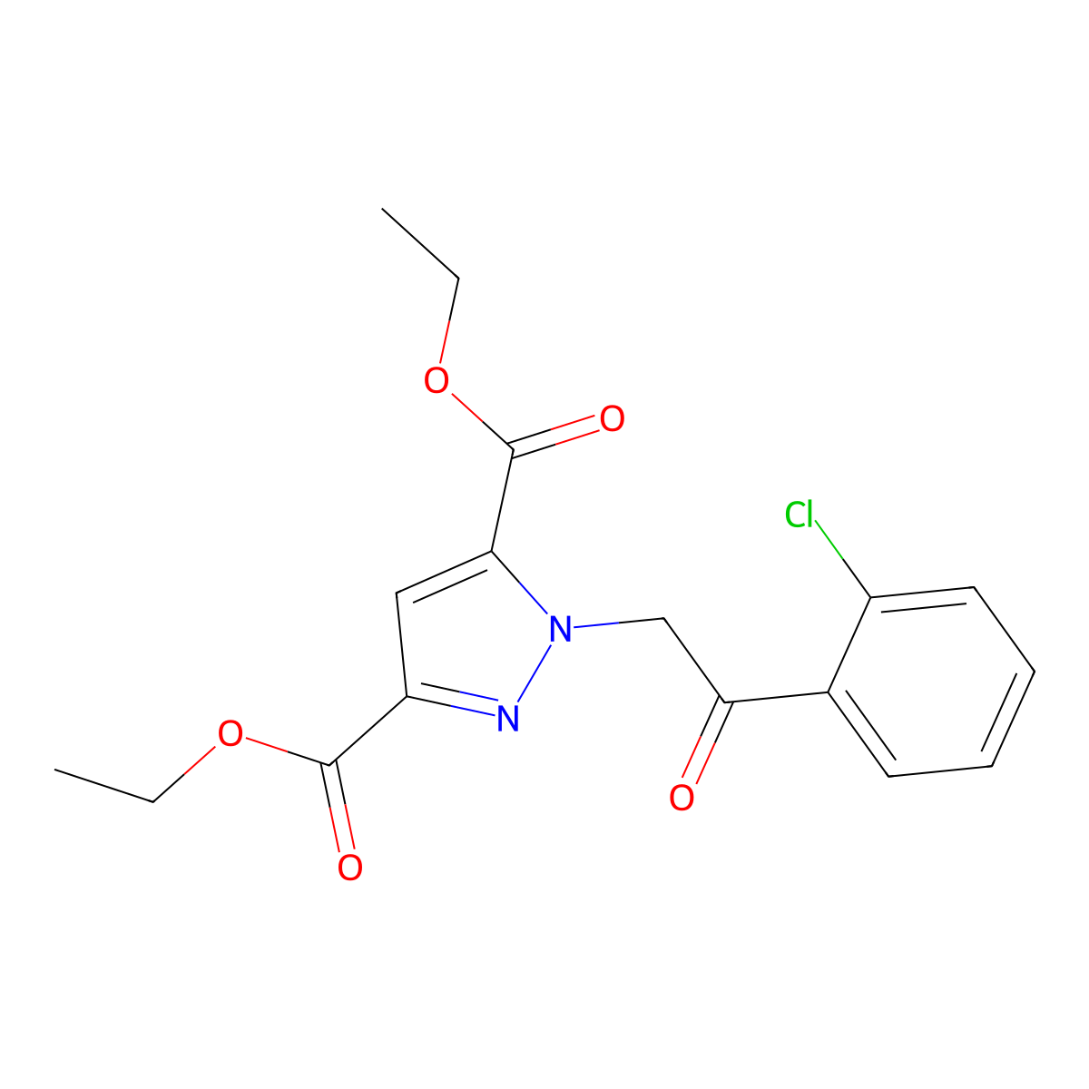 diethyl 1-[2-(2-chlorophenyl)-2-oxoethyl]-1H-pyrazole-3,5-dicarboxylate molecular structure, CAS 1993059-03-2