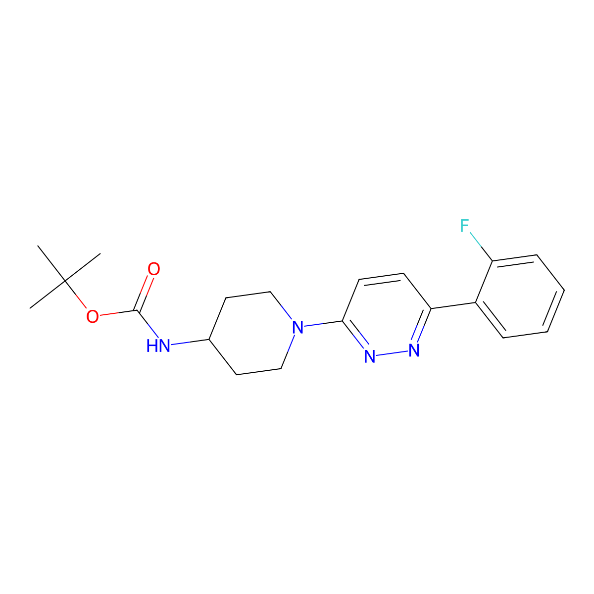 Tert-butyl {1-[6-(2-fluorophenyl)pyridazin-3-yl]piperidin-4-yl}carbamate molecular structure, CAS 1993059-21-4