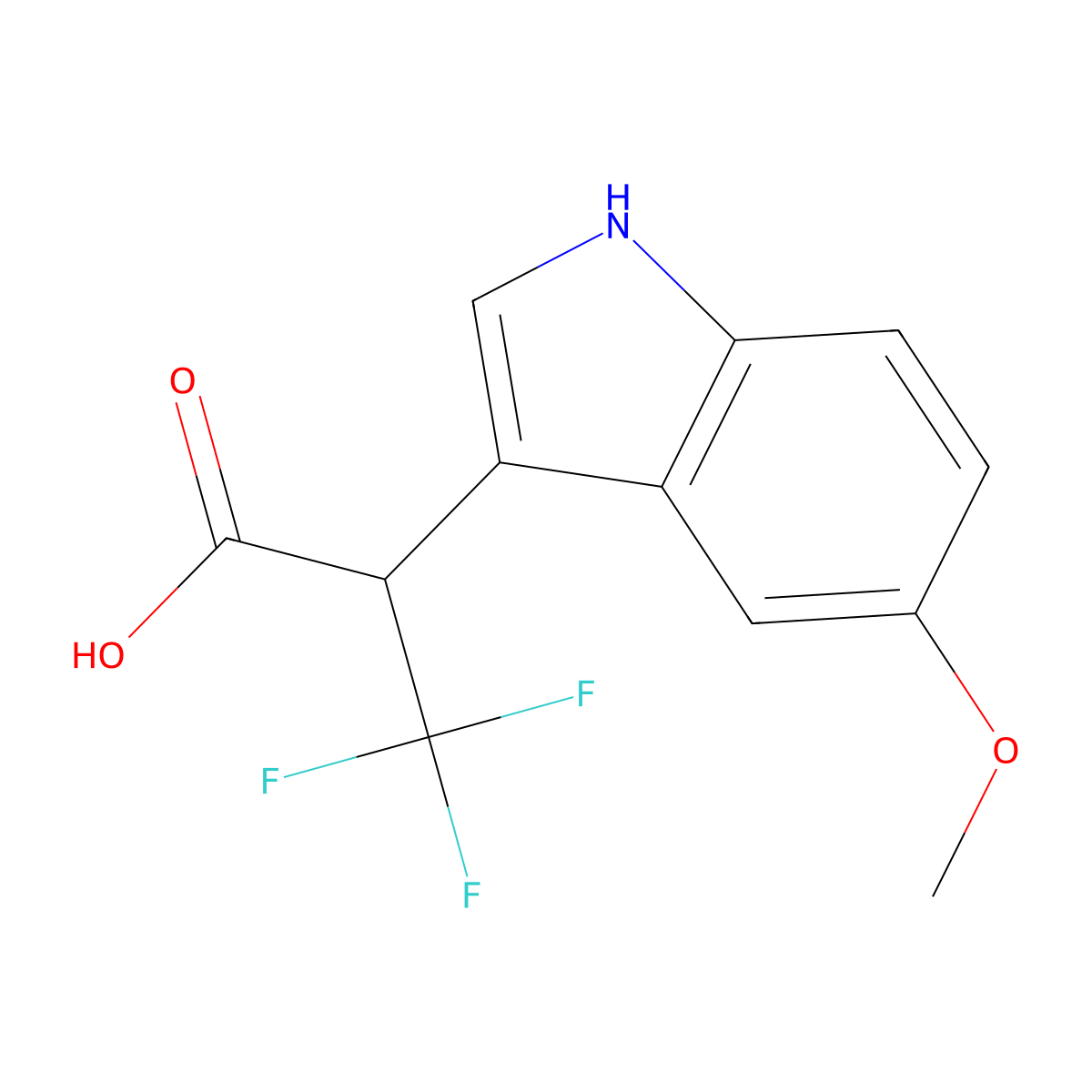 3,3,3-Trifluoro-2-(5-methoxy-1H-indol-3-yl)propanoic acid molecular structure, CAS 1993086-13-7