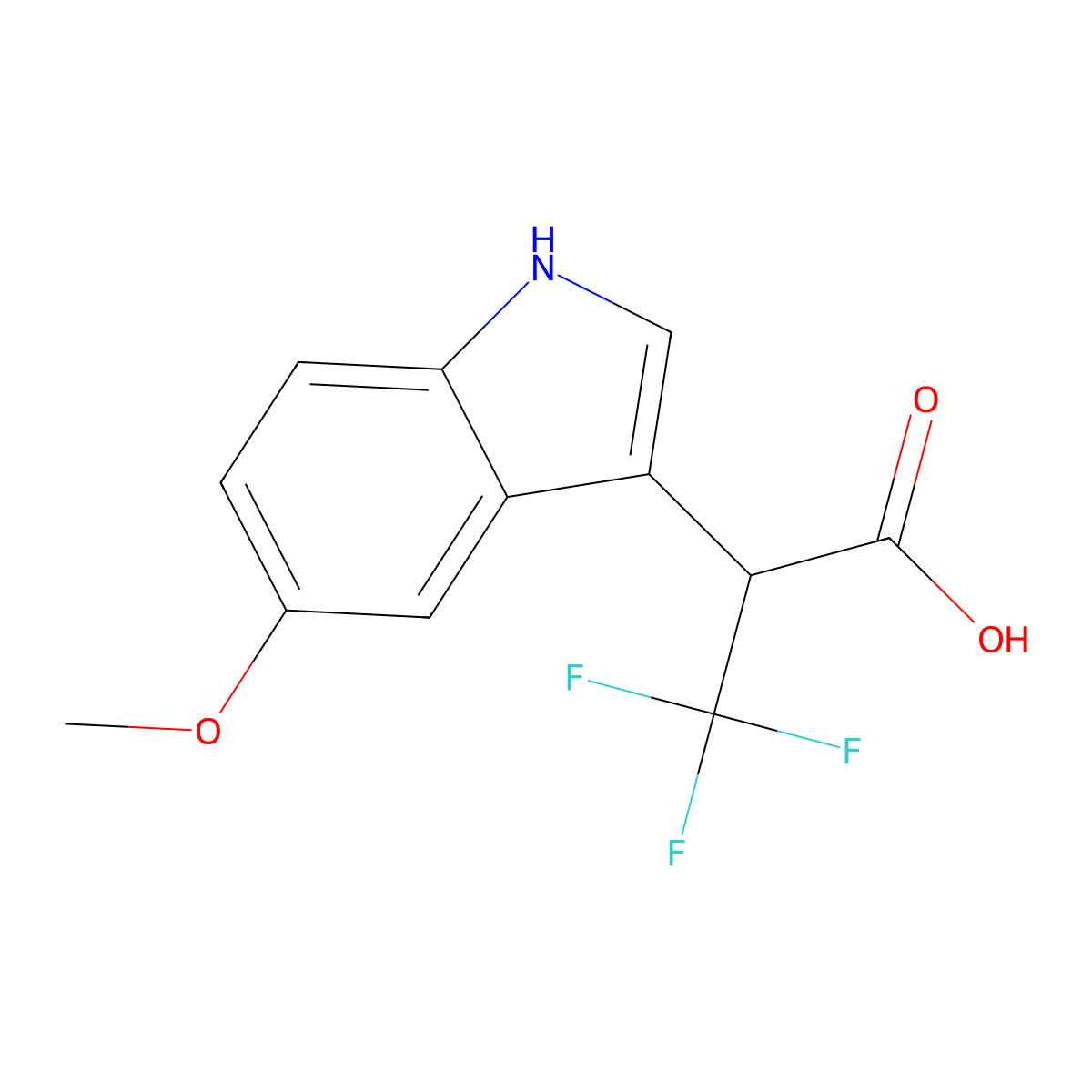 3,3,3-Trifluoro-2-(5-methoxy-1H-indol-3-yl)propanoic acid molecular structure, CAS 1993086-13-7