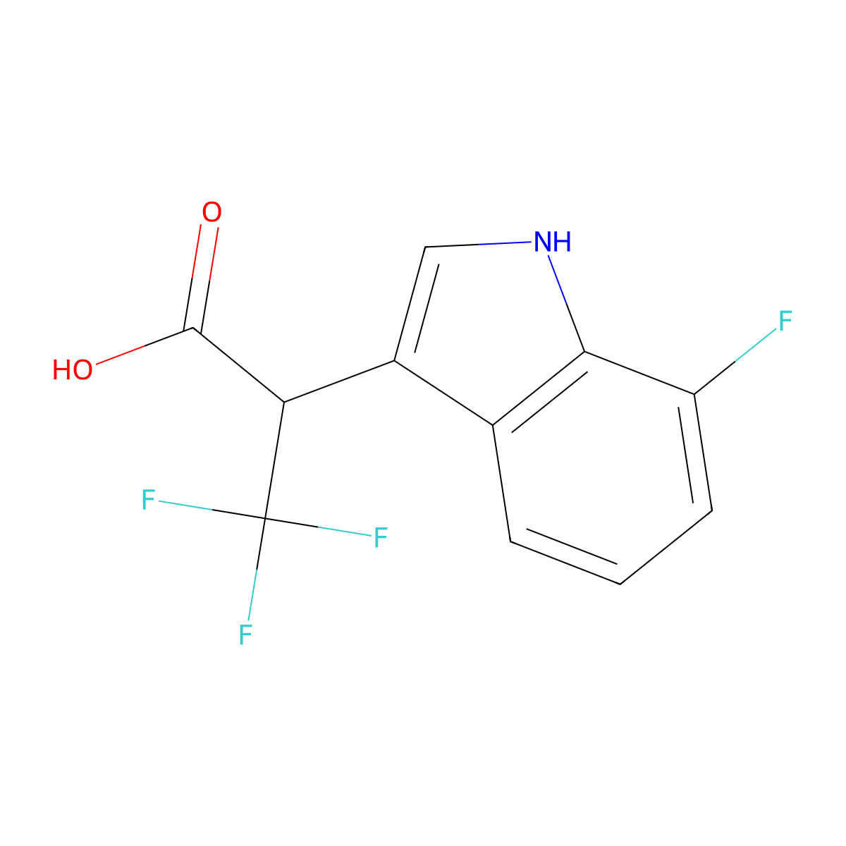 3,3,3-Trifluoro-2-(7-fluoro-1H-indol-3-yl)propanoic acid molecular structure, CAS 1993086-32-0