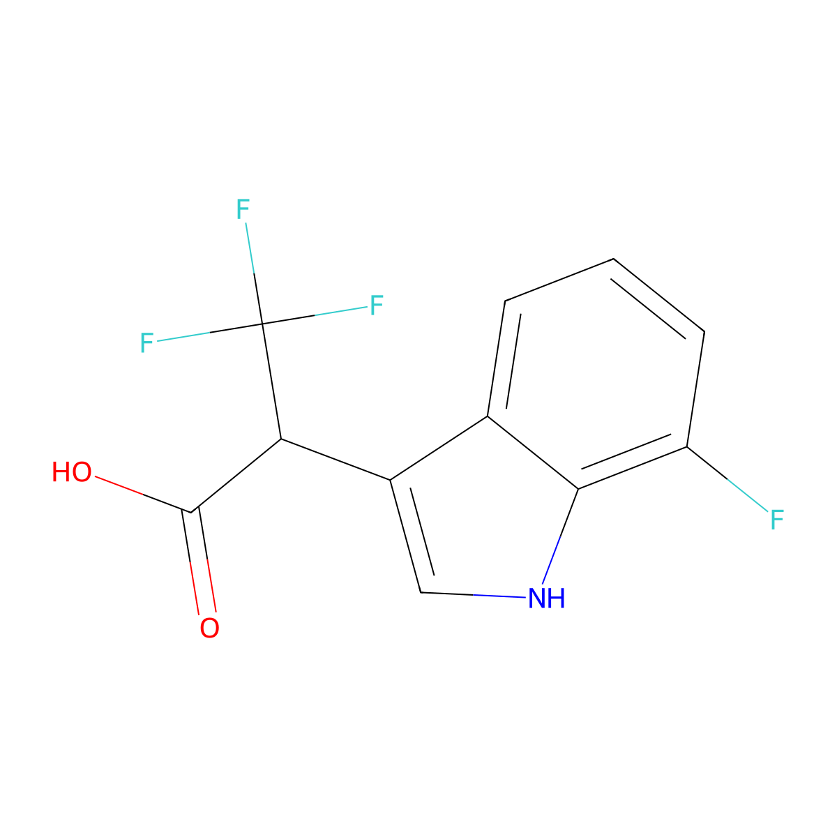 3,3,3-Trifluoro-2-(7-fluoro-1H-indol-3-yl)propanoic acid molecular structure, CAS 1993086-32-0