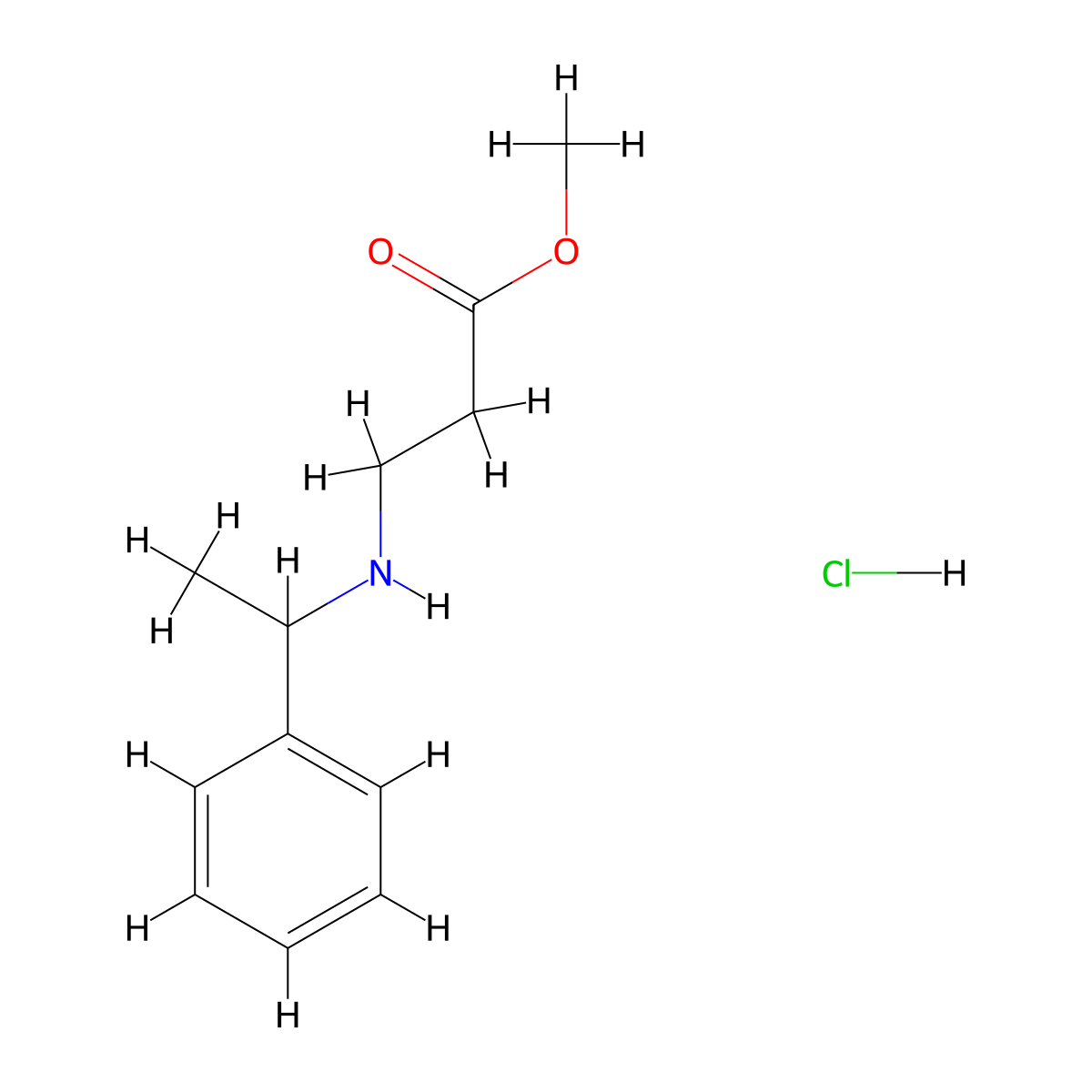 methyl N-(1-phenylethyl)-beta-alaninate hydrochloride molecular structure, CAS 1993094-89-5