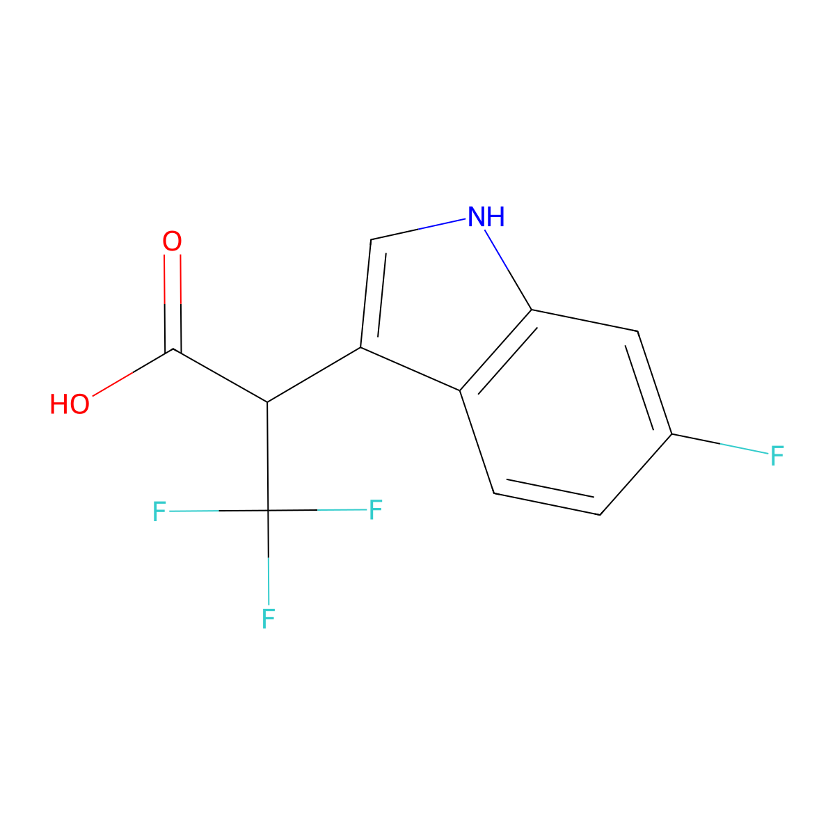 3,3,3-Trifluoro-2-(6-fluoro-1H-indol-3-yl)propanoic acid molecular structure, CAS 1993099-07-2
