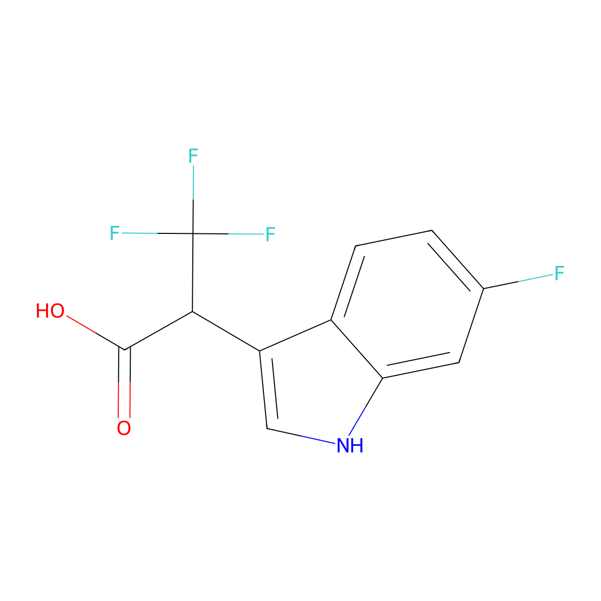 3,3,3-Trifluoro-2-(6-fluoro-1H-indol-3-yl)propanoic acid molecular structure, CAS 1993099-07-2