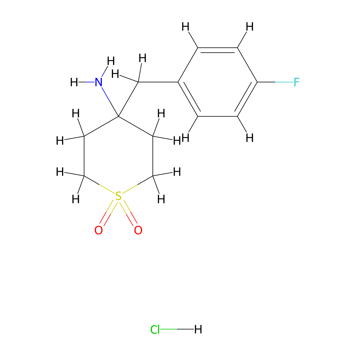 4-Amino-4-[(4-fluorophenyl)methyl]-1Lambda(6)-thiane-1,1-dione hydrochloride molecular structure, CAS 1993099-22-1